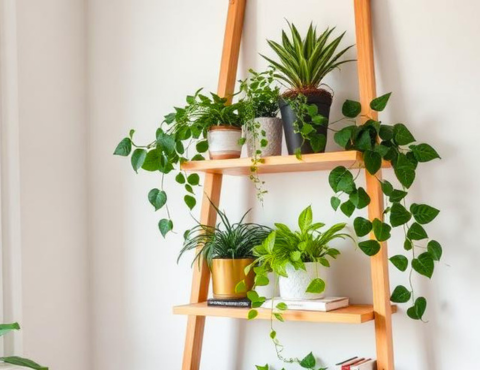 DIY Decorative Ladder Shelf