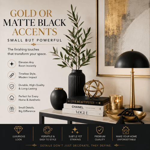 Best Home Decoration Ideas in Gold or Matte Black Accents