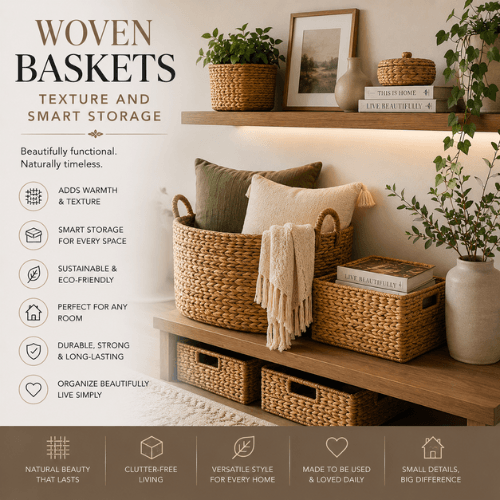 Best Home Decoration Ideas in Woven Baskets – Texture and Smart Storage