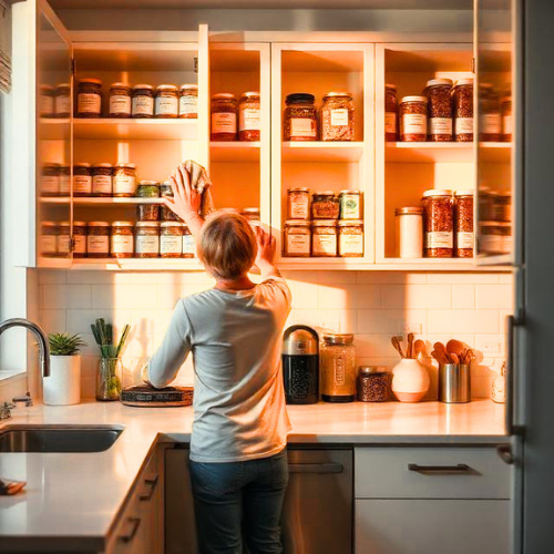 organized modern kitchen during a weekly reset routine