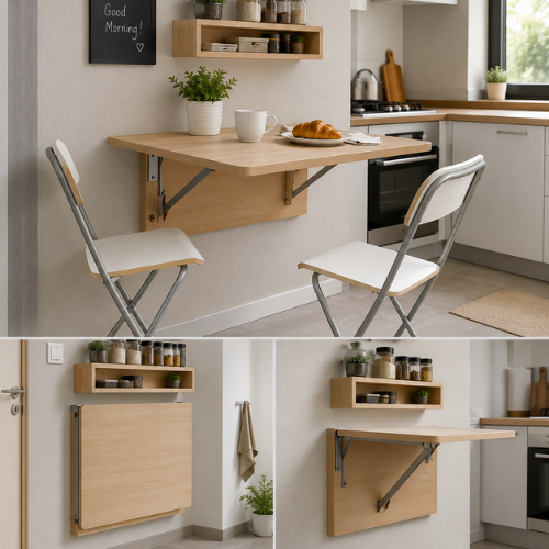 Kitchen foldable table space saving smart design