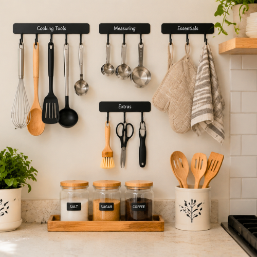 Kitchen wall hooks hanging tools organized