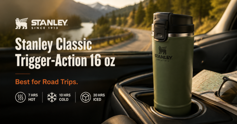 Stanley Classic 16 oz Trigger-Action Travel Mug: ideal for road trips
