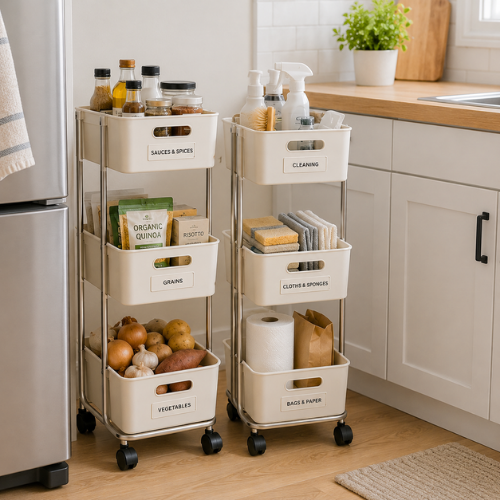 kitchen rolling bins storage flexible organization