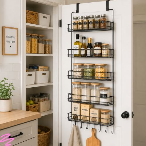pantry door storage rack small kitchen organized