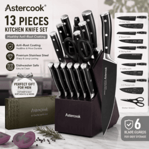 Astercook 13-Piece Stainless Steel Knife Set For Kitchen