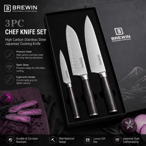 Brewin 3-Piece Chef Knife Set